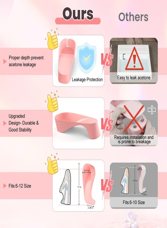 Yokilly Toe Nail Soaking Bowl: Large Size Acetone Proof Toe Soaking Tray for DIY enthusiasts Home Use - Shoe Design Foot Soaking Bath Tub for Soak Off Dip Powder Gel Polish Remover (Pink) - Image 2